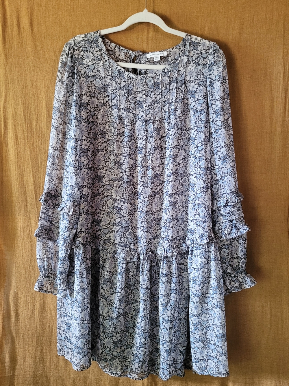 American Eagle Outfitters Sheer Floral Tunic Dress Size L With Pockets